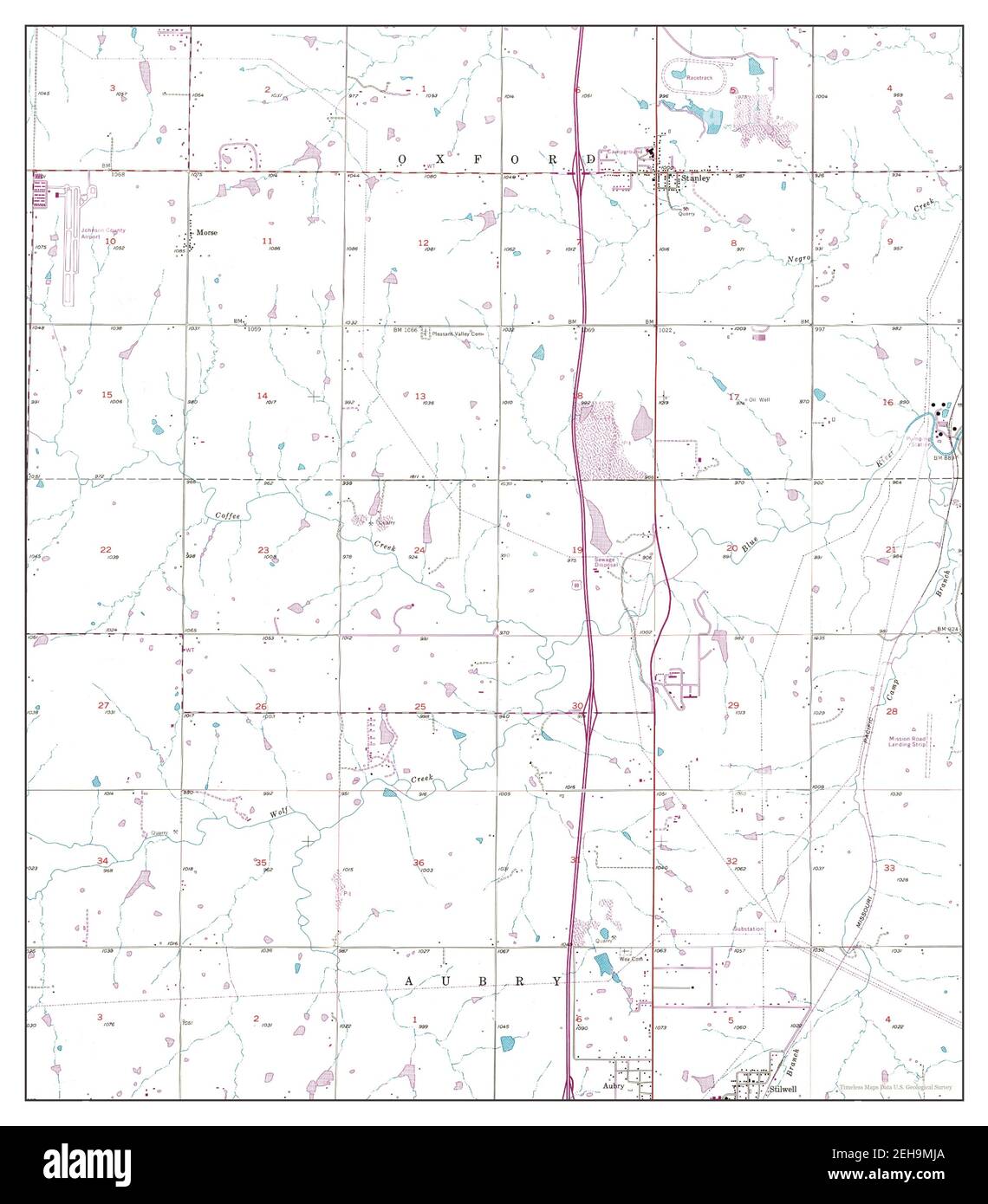 Stilwell, Kansas, map 1956, 124000, United States of America by