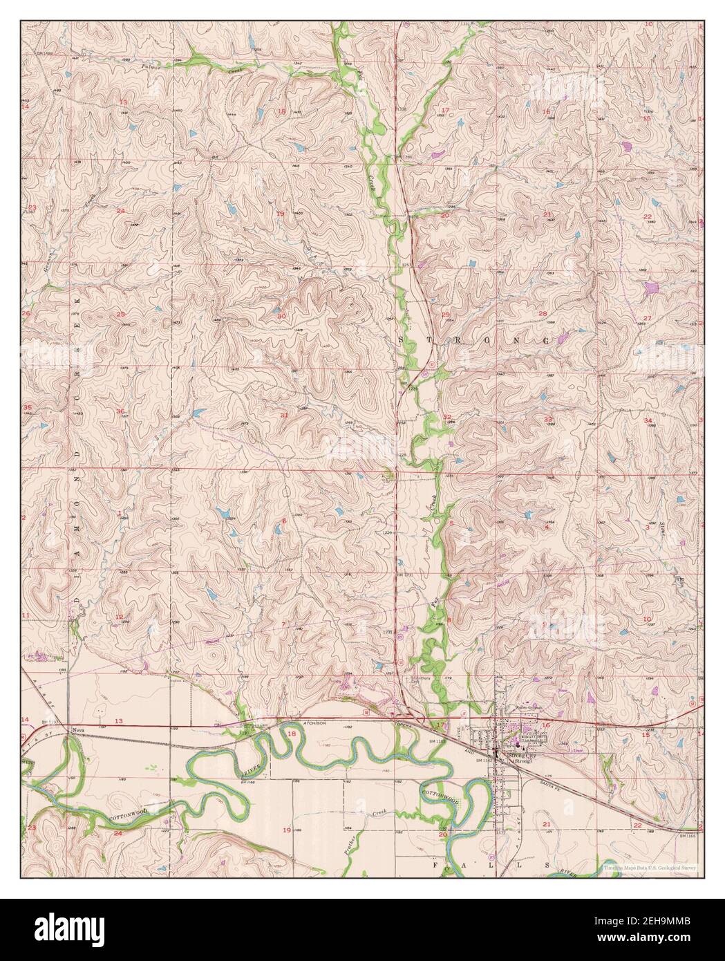 Strong City, Kansas, map 1957, 124000, United States of America by