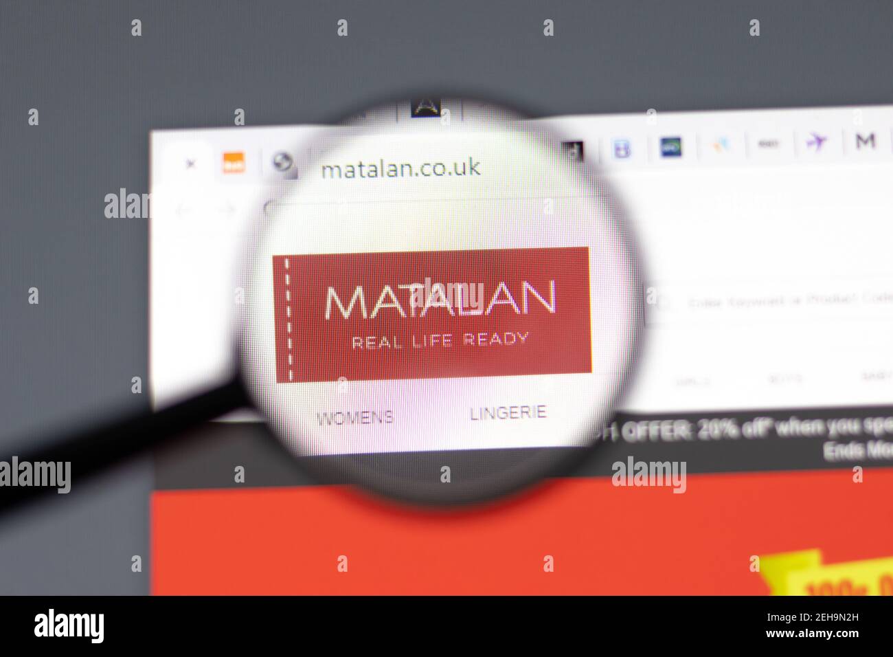 New York, USA - 15 February 2021: Matalan website in browser with company logo, Illustrative Editorial Stock Photo