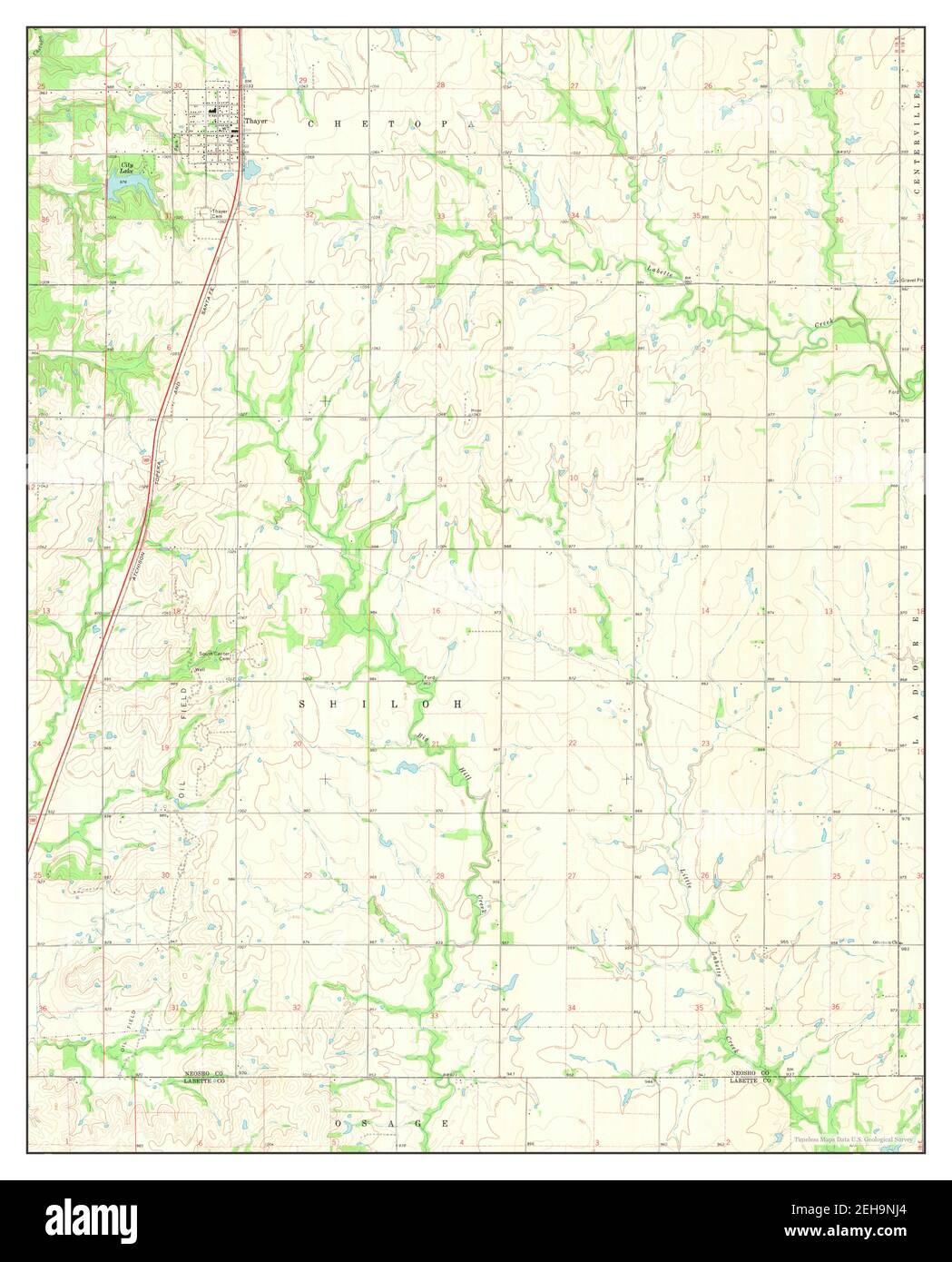 Thayer, Kansas, map 1973, 124000, United States of America by Timeless