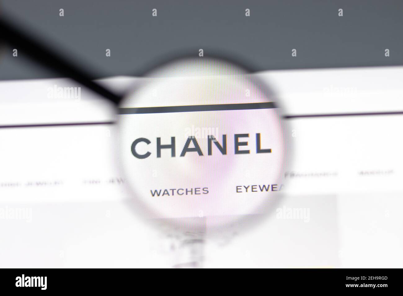New York, USA - 15 February 2021: Chanel website in browser with company logo, Illustrative Editorial Stock Photo