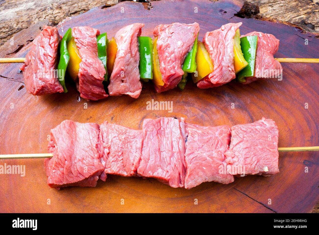 delicious raw meat skewer, beef Stock Photo Alamy