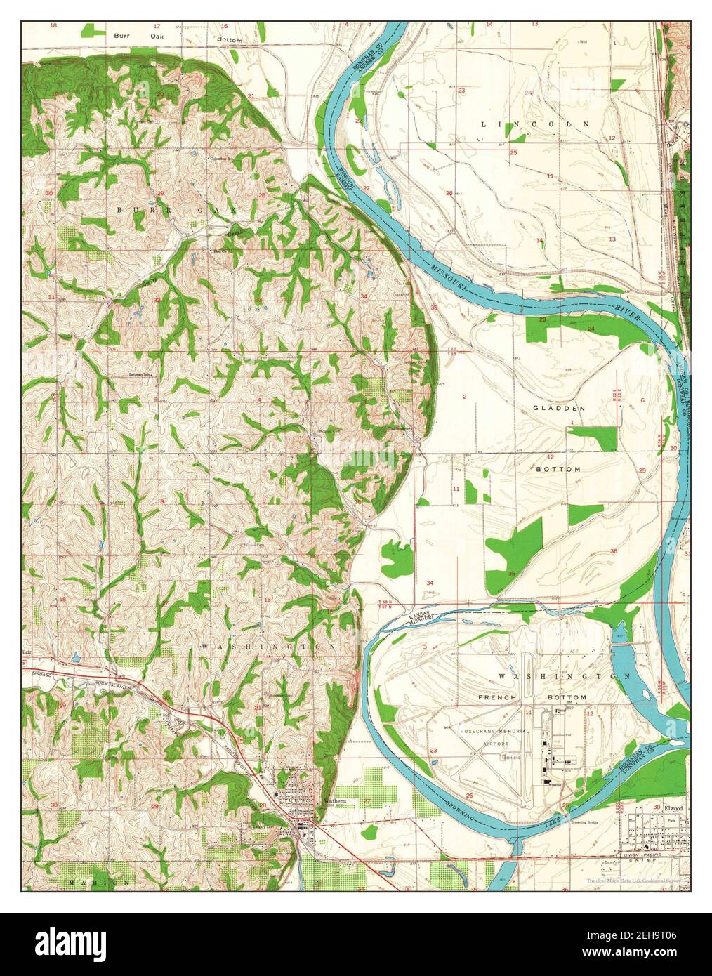 Wathena, Kansas, map 1961, 124000, United States of America by