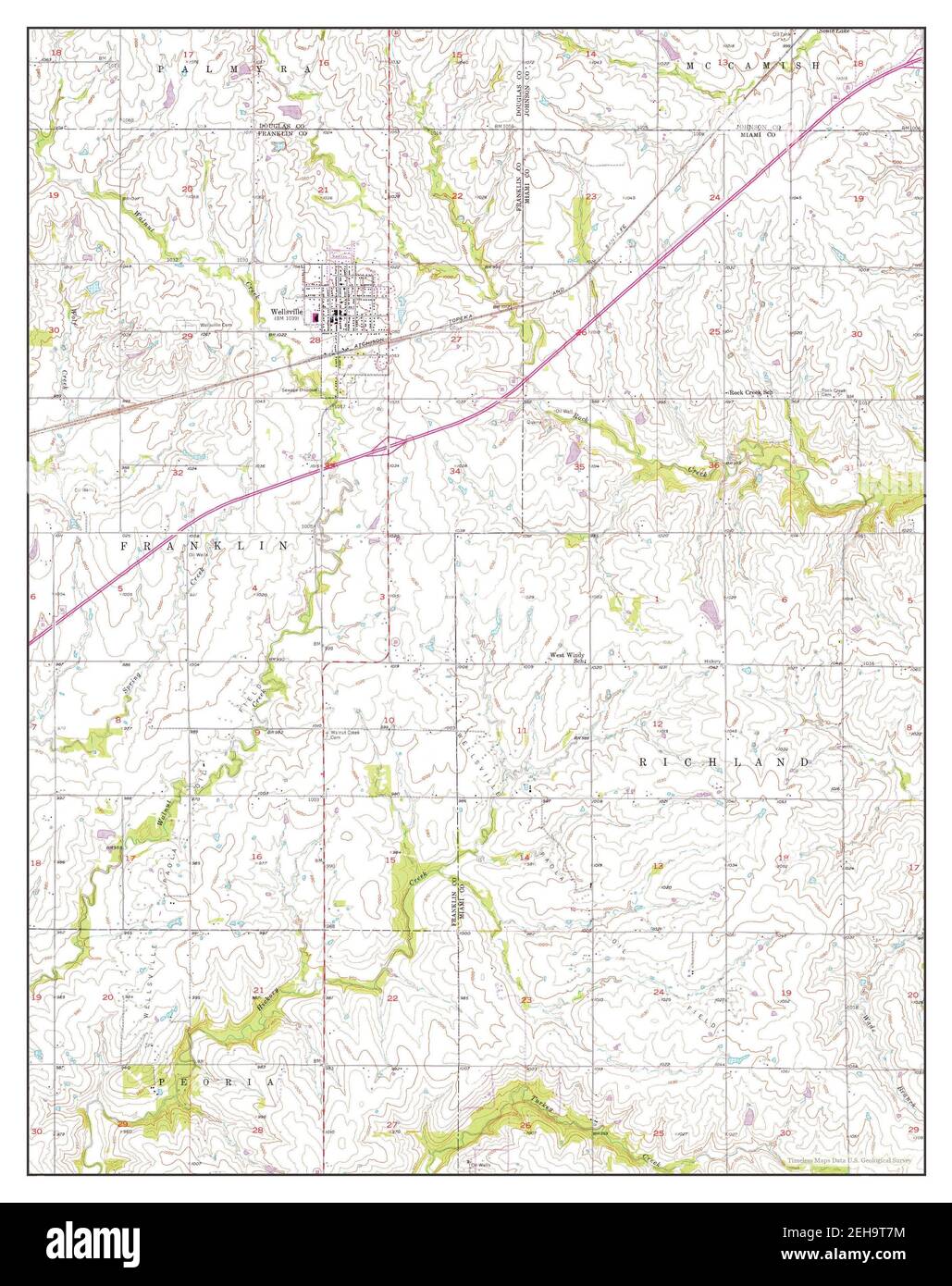 Wellsville, Kansas, map 1956, 124000, United States of America by
