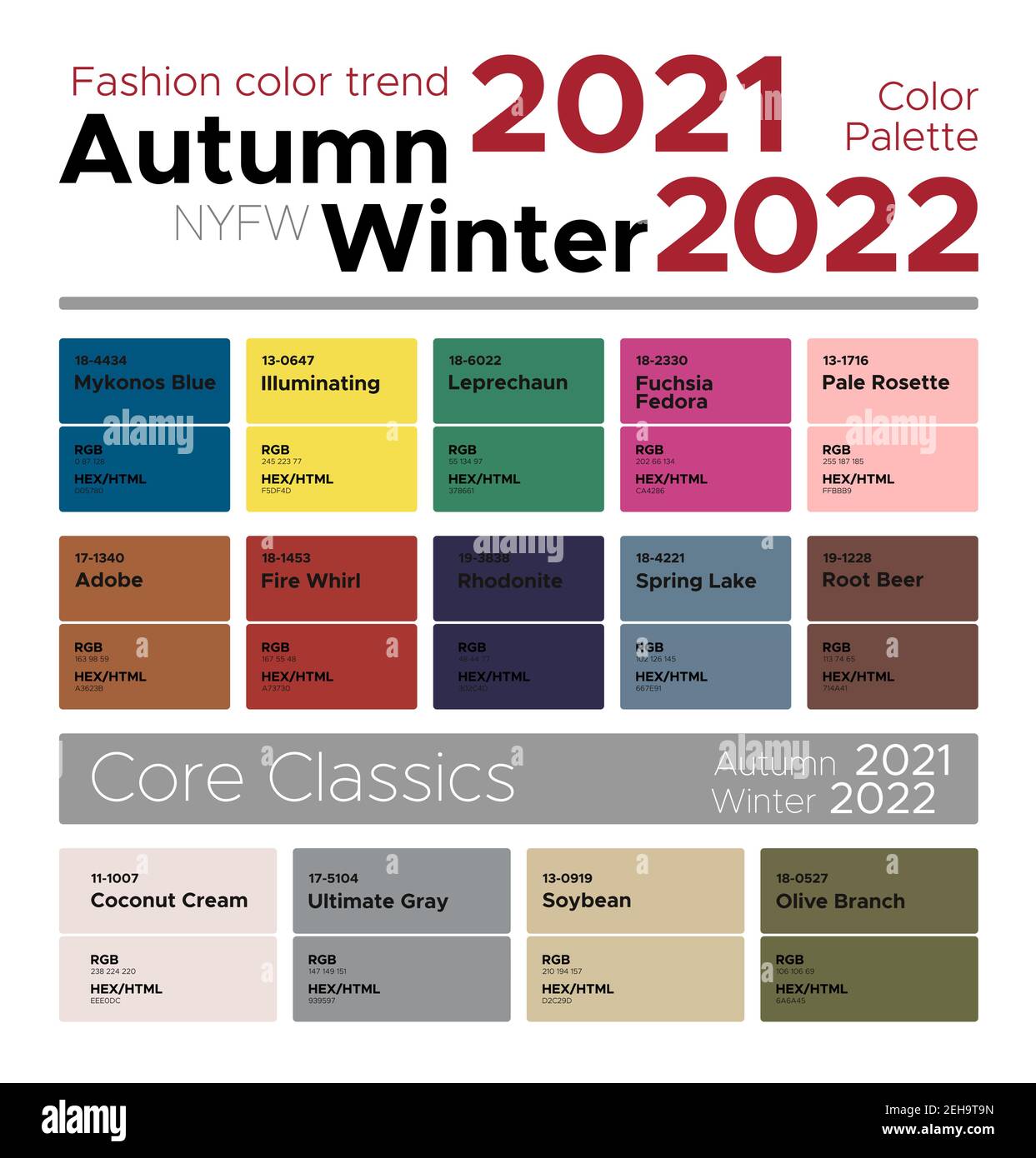 Fashion color trend autumn winter 2021 - 2022 Vector Image