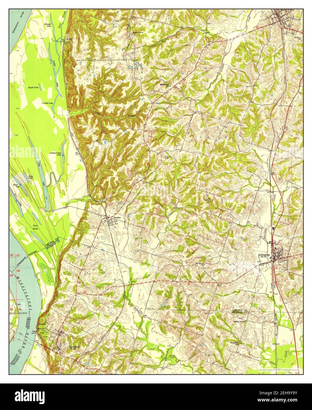 Arlington, Kentucky, map 1951, 124000, United States of America by