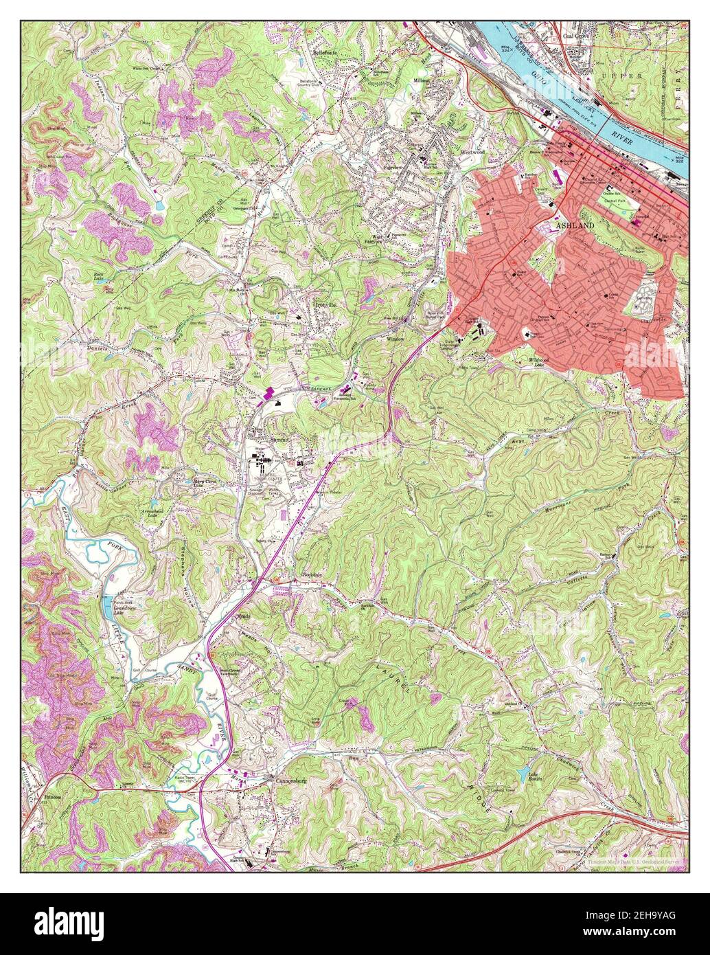 Ashland, Kentucky, map 1968, 1:24000, United States of America by Timeless Maps, data U.S. Geological Survey Stock Photo