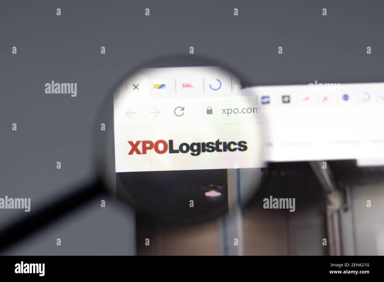 New York, USA 15 February 2021 XPO Logistics website in browser with