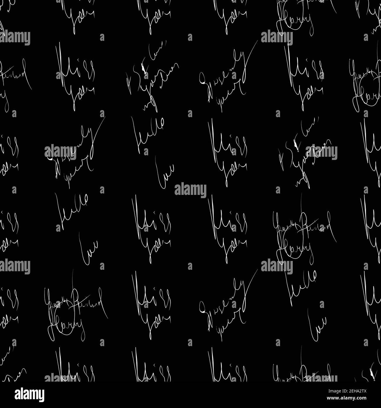 Seamless vector pattern. White text on a black background Stock Vector ...