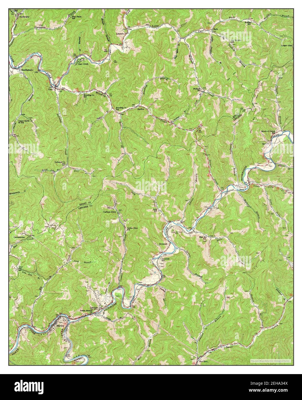 Blackey, Kentucky, map 1954, 124000, United States of America by