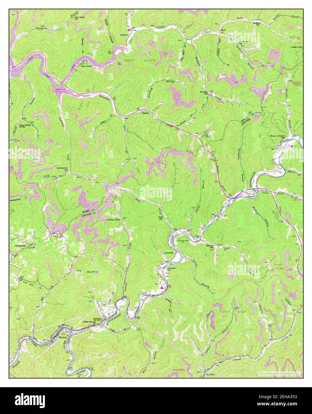 Blackey, Kentucky, map 1954, 124000, United States of America by