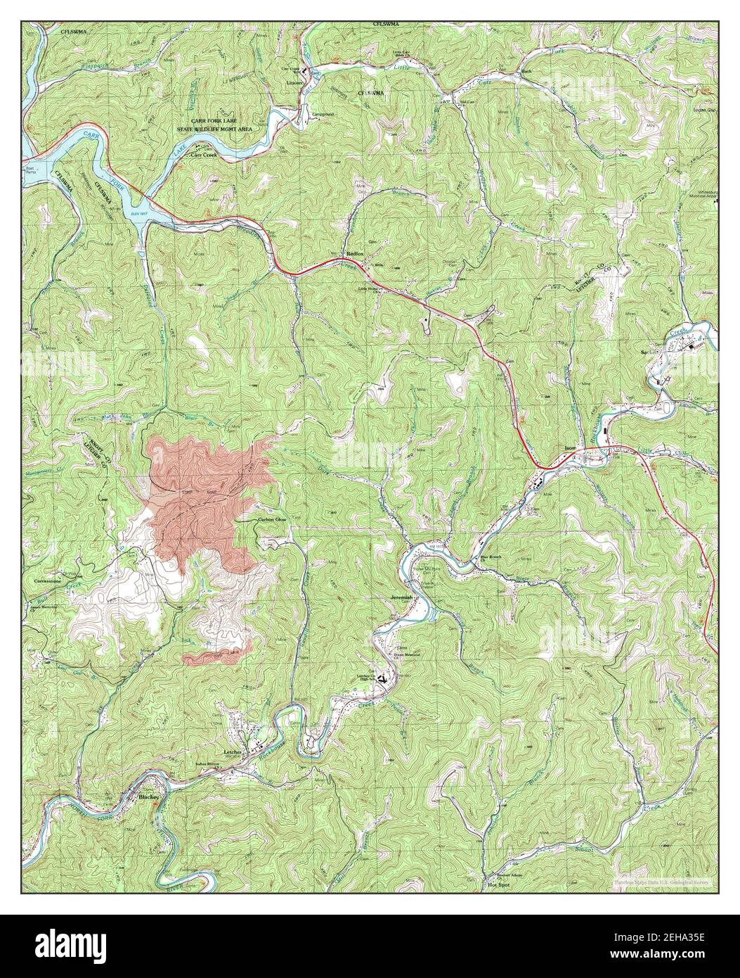 Blackey, Kentucky, map 1992, 124000, United States of America by