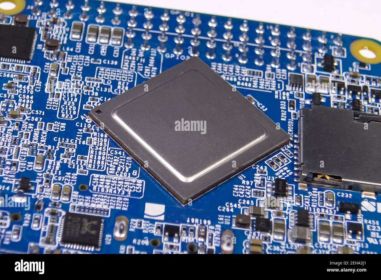 Pay a mini computer with a processor and interface connectors. Miniature computer technology