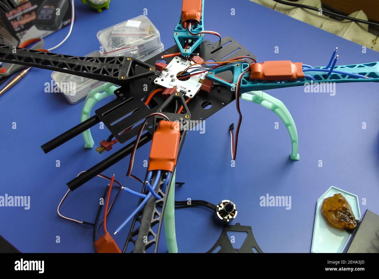 Build a homemade drone. Repair of radioelectronics and robotics Stock Photo  - Alamy
