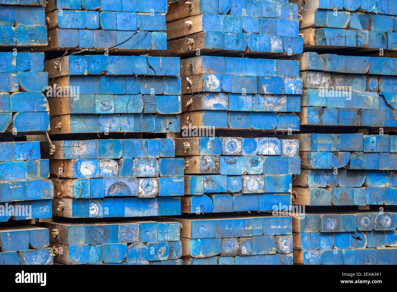 Stacks of mats used at construction sites to move in heavy equipment as