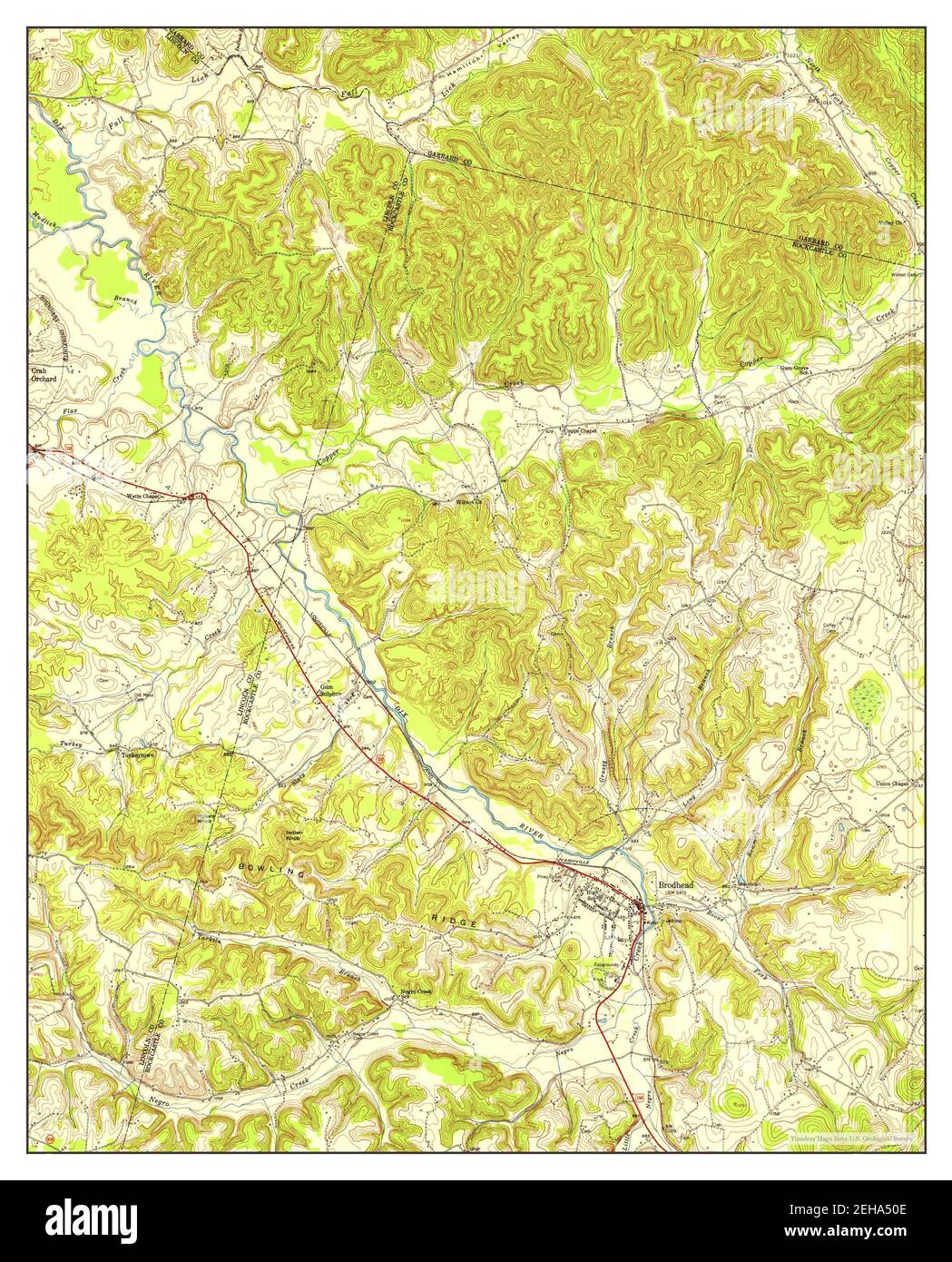 Brodhead, Kentucky, map 1953, 124000, United States of America by