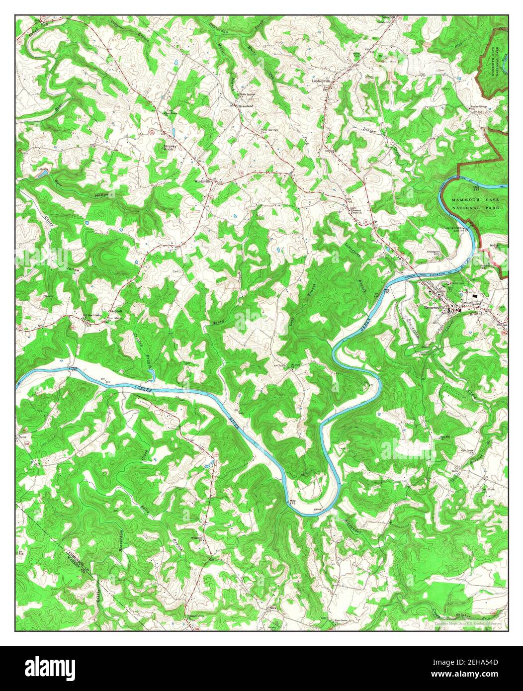 Brownsville, Kentucky, map 1965, 124000, United States of America by Timeless Maps, data U.S