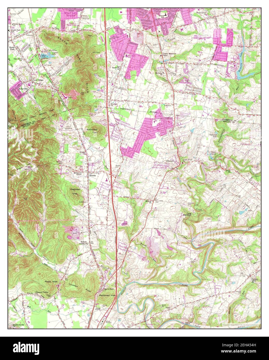 Brooks, Kentucky, map 1959, 124000, United States of America by