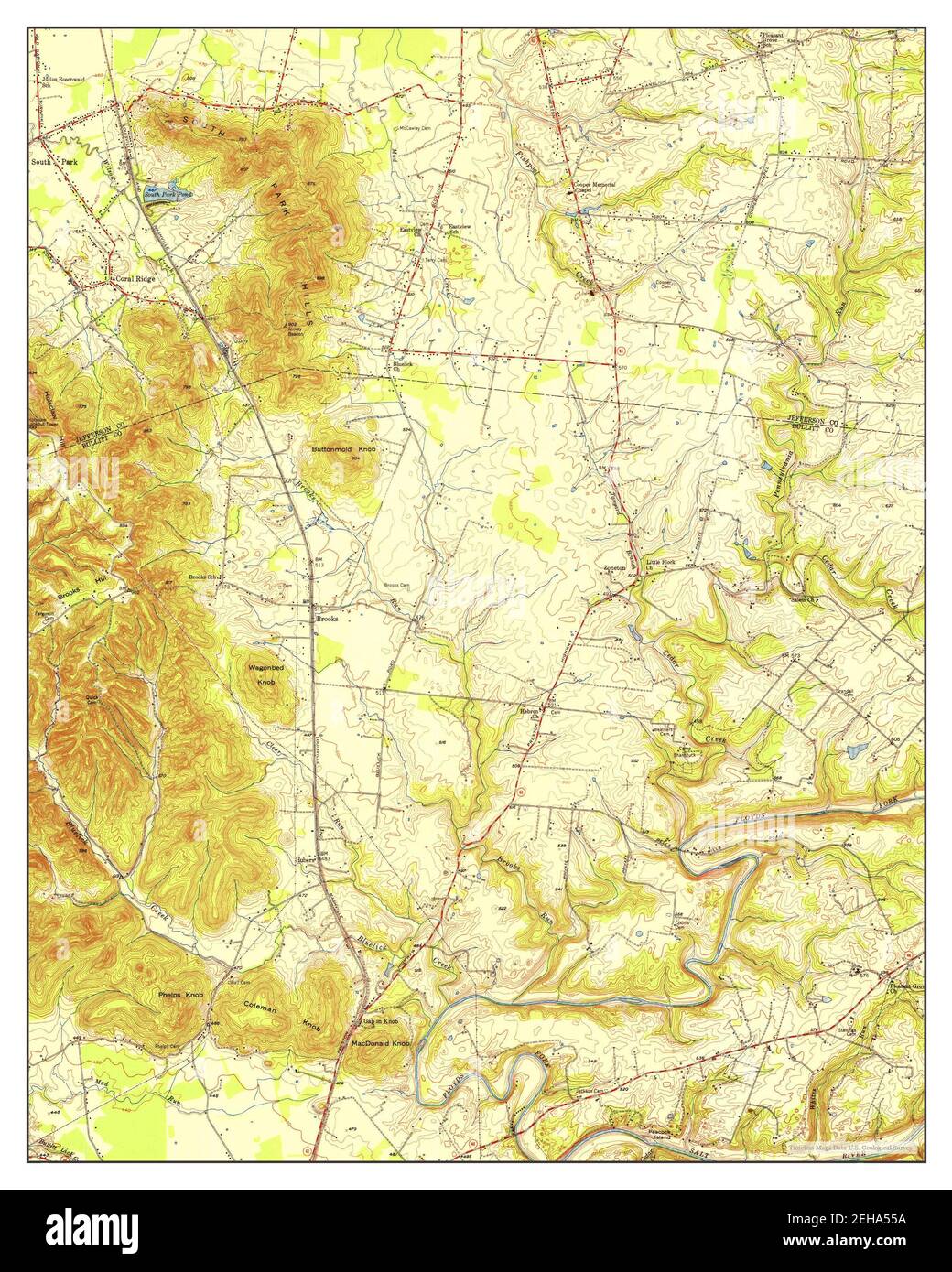 Brooks, Kentucky, map 1951, 124000, United States of America by