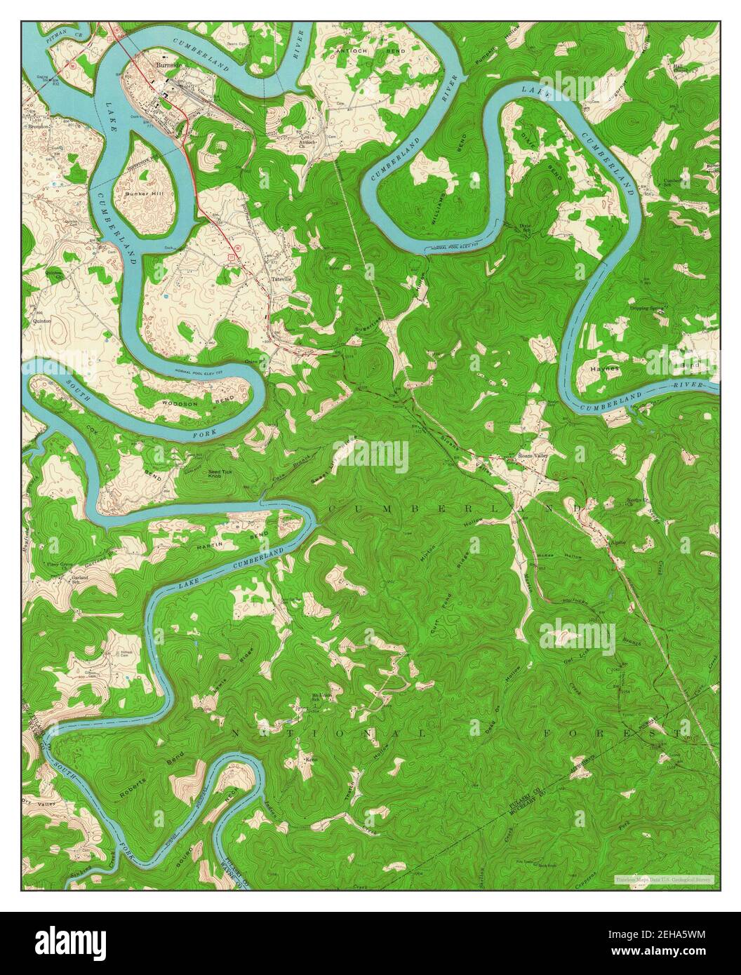 Burnside, Kentucky, map 1954, 124000, United States of America by