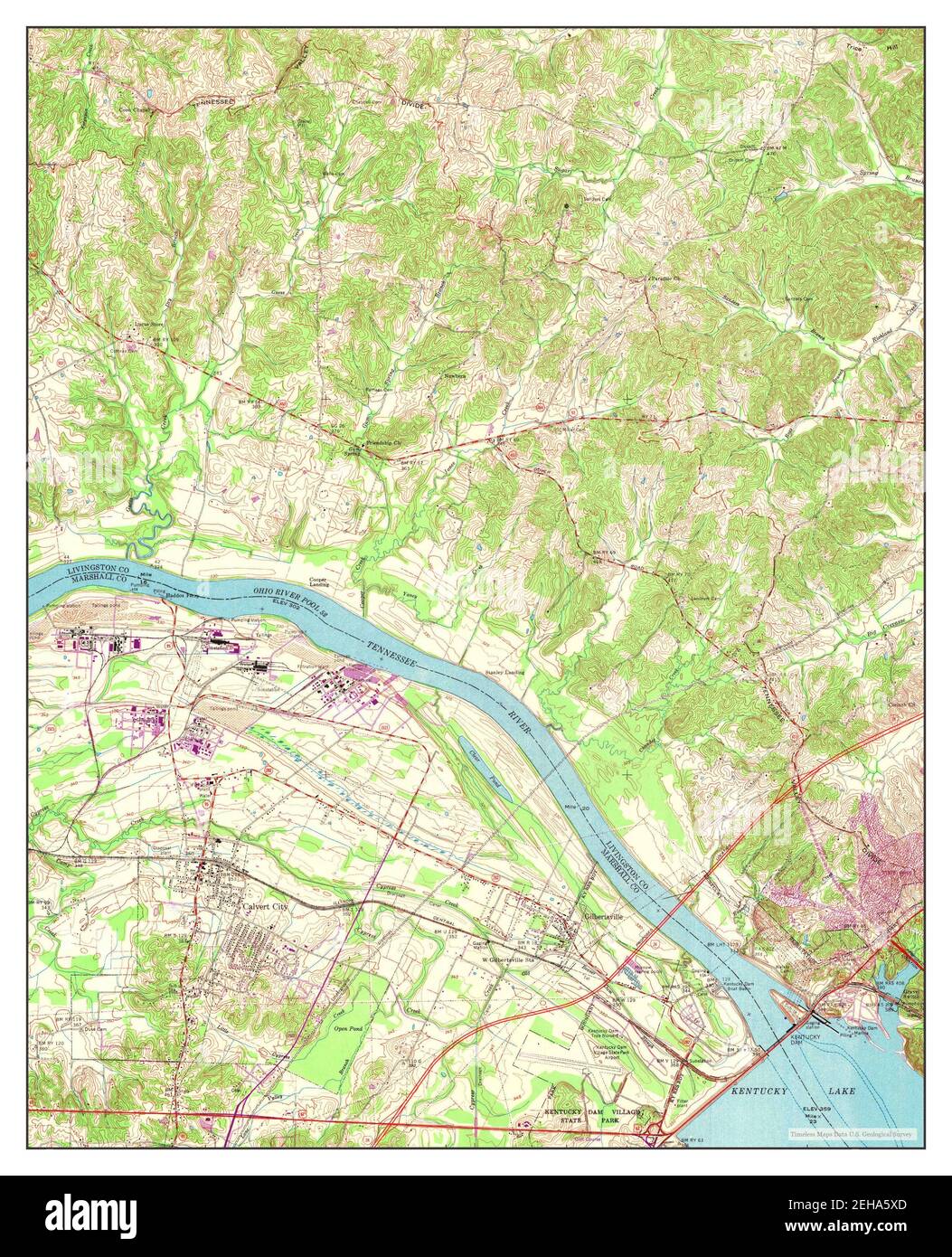 Calvert City, Kentucky, map 1958, 124000, United States of America by