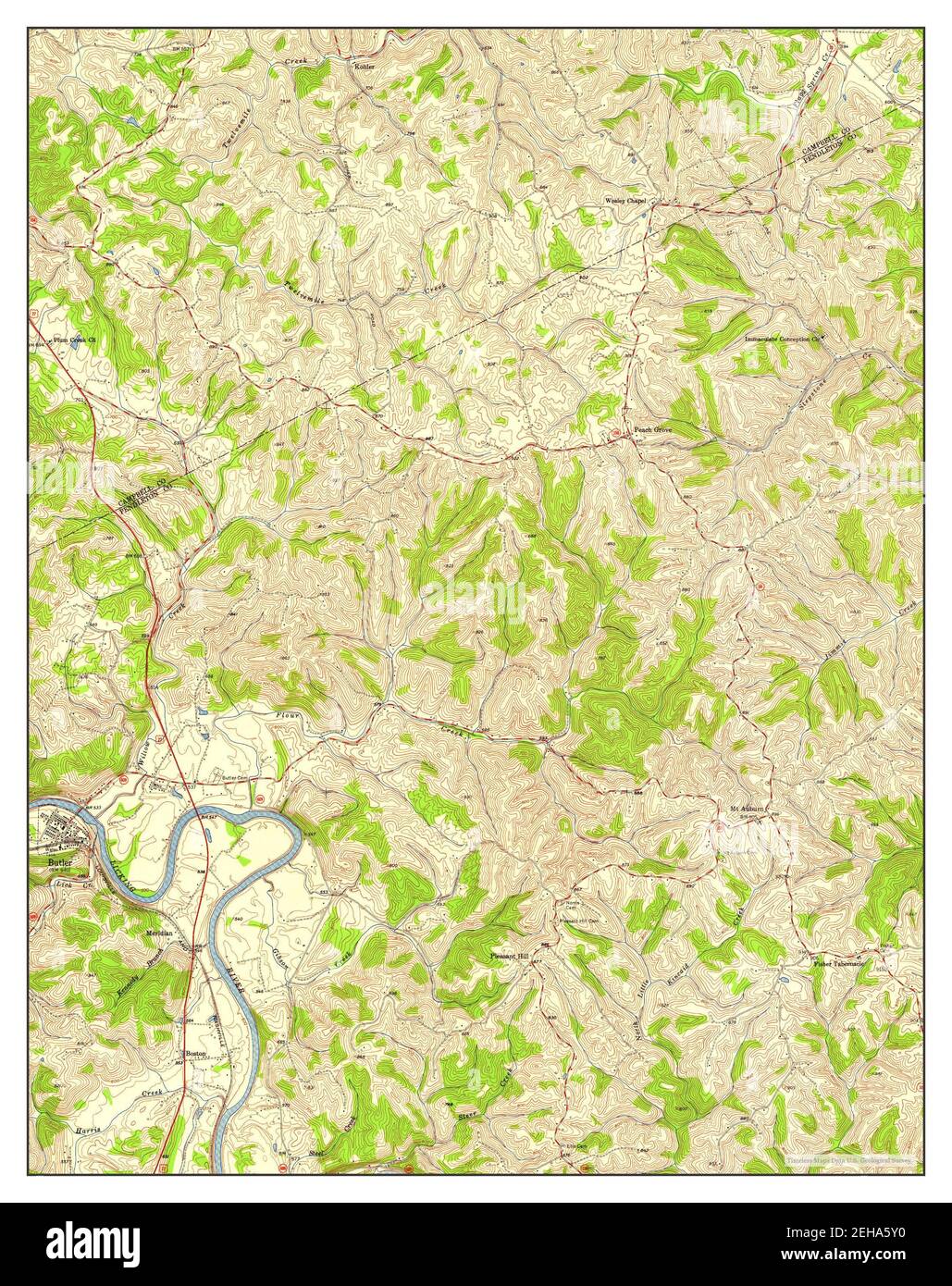 Butler, Kentucky, map 1953, 124000, United States of America by