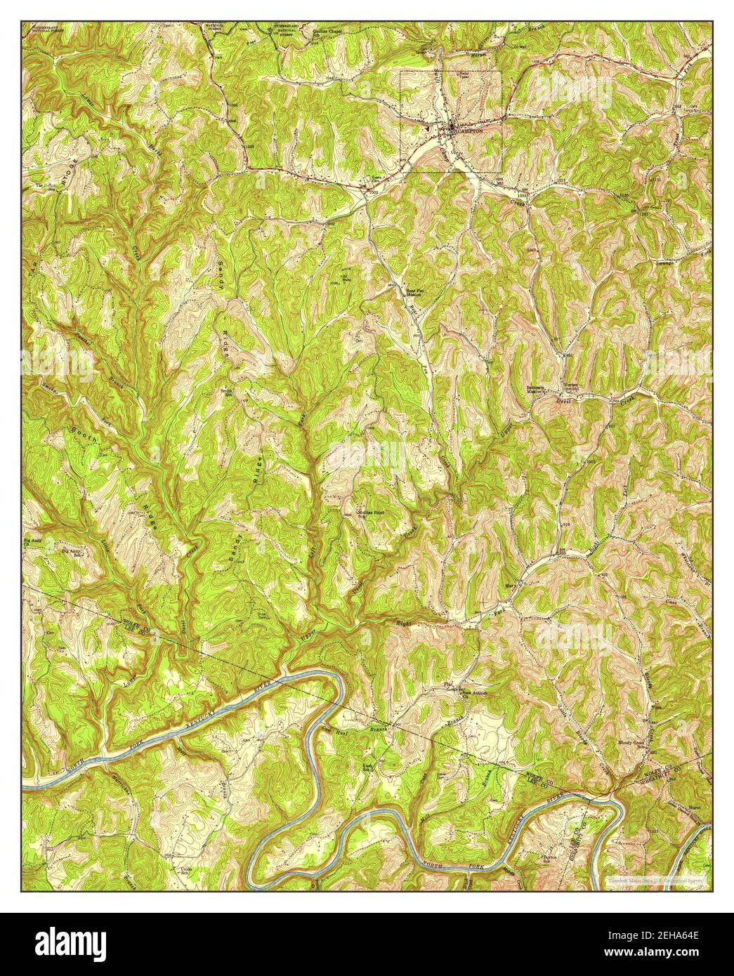 Campton, Kentucky, map 1952, 124000, United States of America by