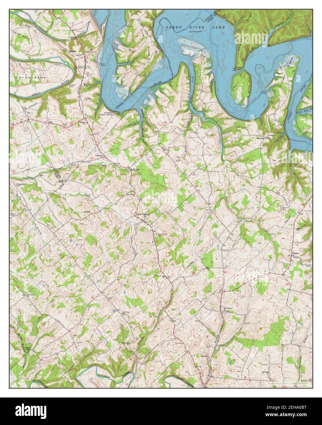 Cane Valley, Kentucky, map 1970, 124000, United States of America by