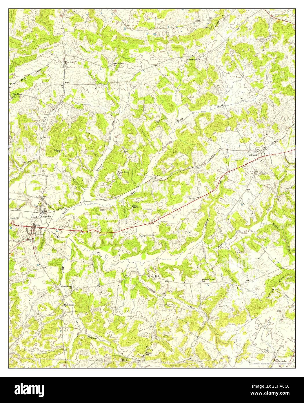 Caneyville, Kentucky, map 1954, 124000, United States of America by