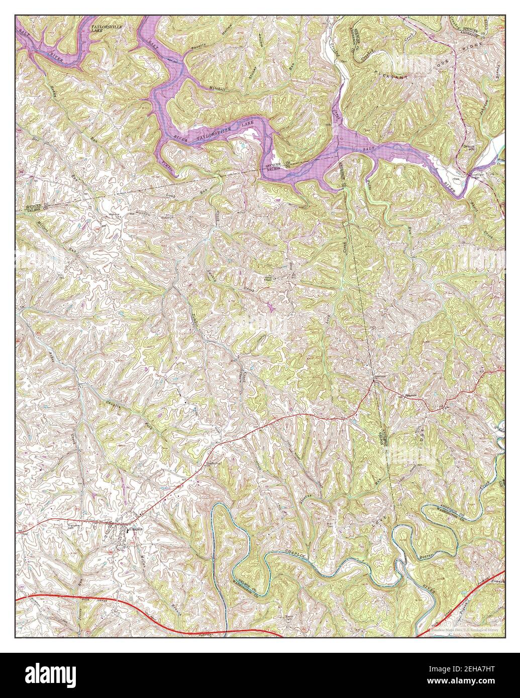 Chaplin, Kentucky, map 1972, 124000, United States of America by