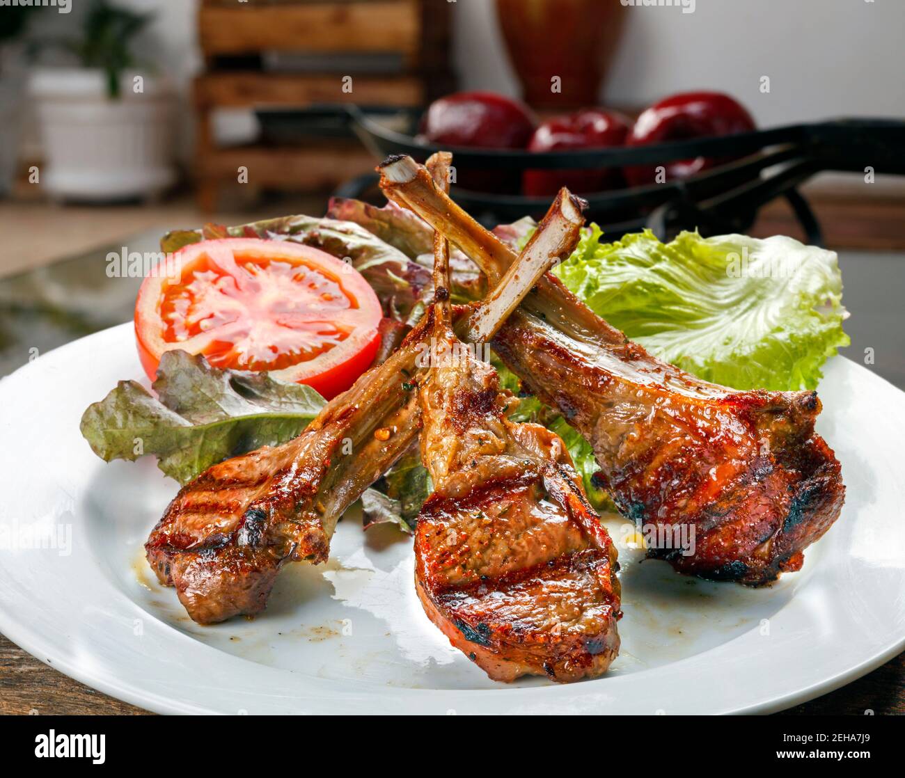 Roasted lamb rib, BBQ food Stock Photo - Alamy