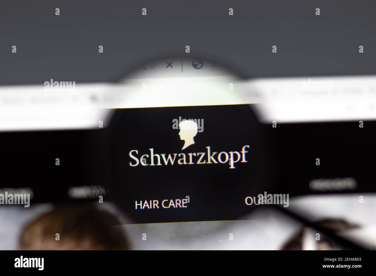 New York, USA - 15 February 2021: Schwarzkopf website in browser with company logo, Illustrative Editorial Stock Photo