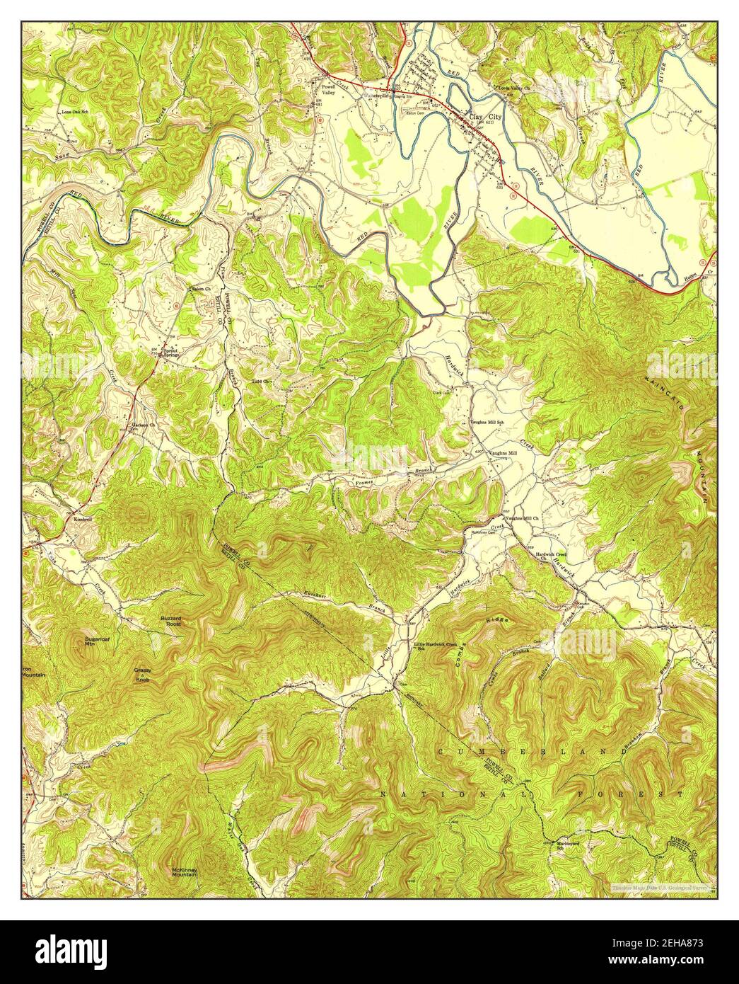Clay City, Kentucky, map 1952, 124000, United States of America by