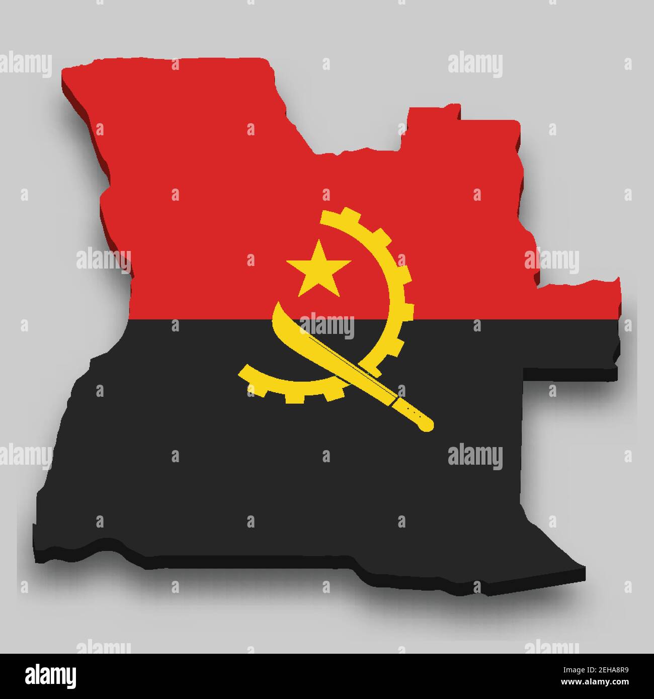 3d isometric Map of Angola with national flag. Vector Illustration ...