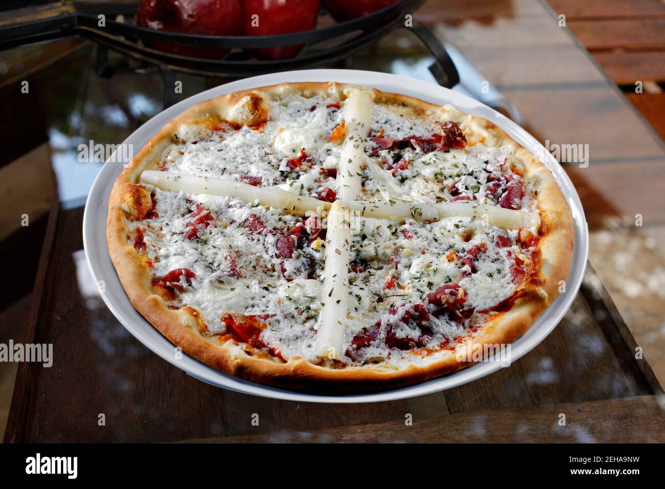 Delicious mozzarella pizza with catupiry cheese Stock Photo Alamy