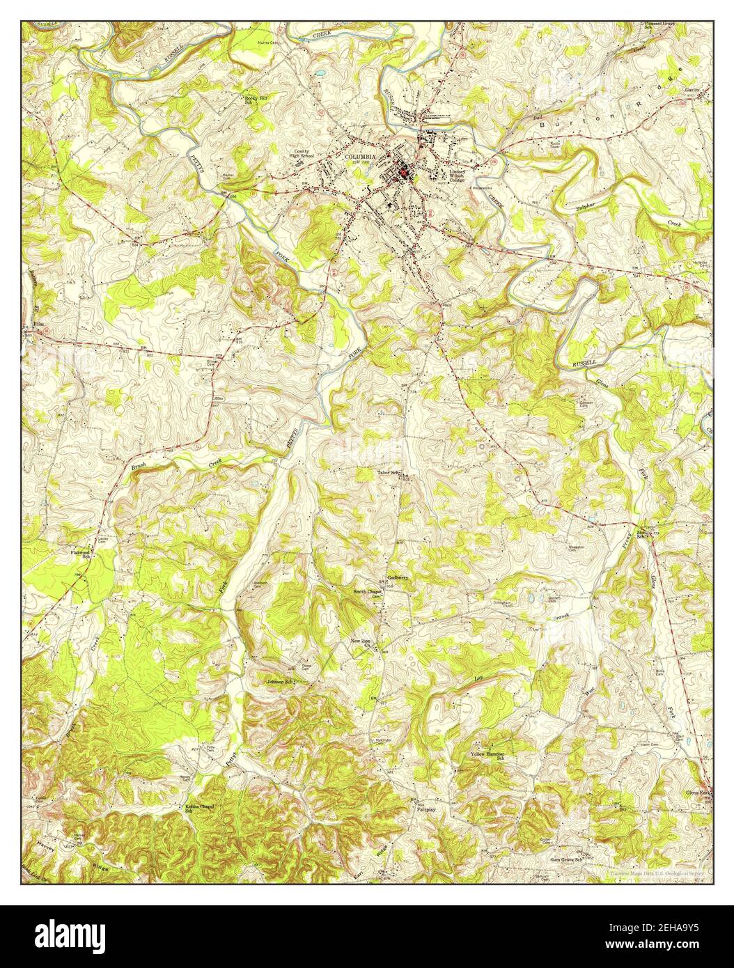 Columbia, Kentucky, map 1954, 124000, United States of America by