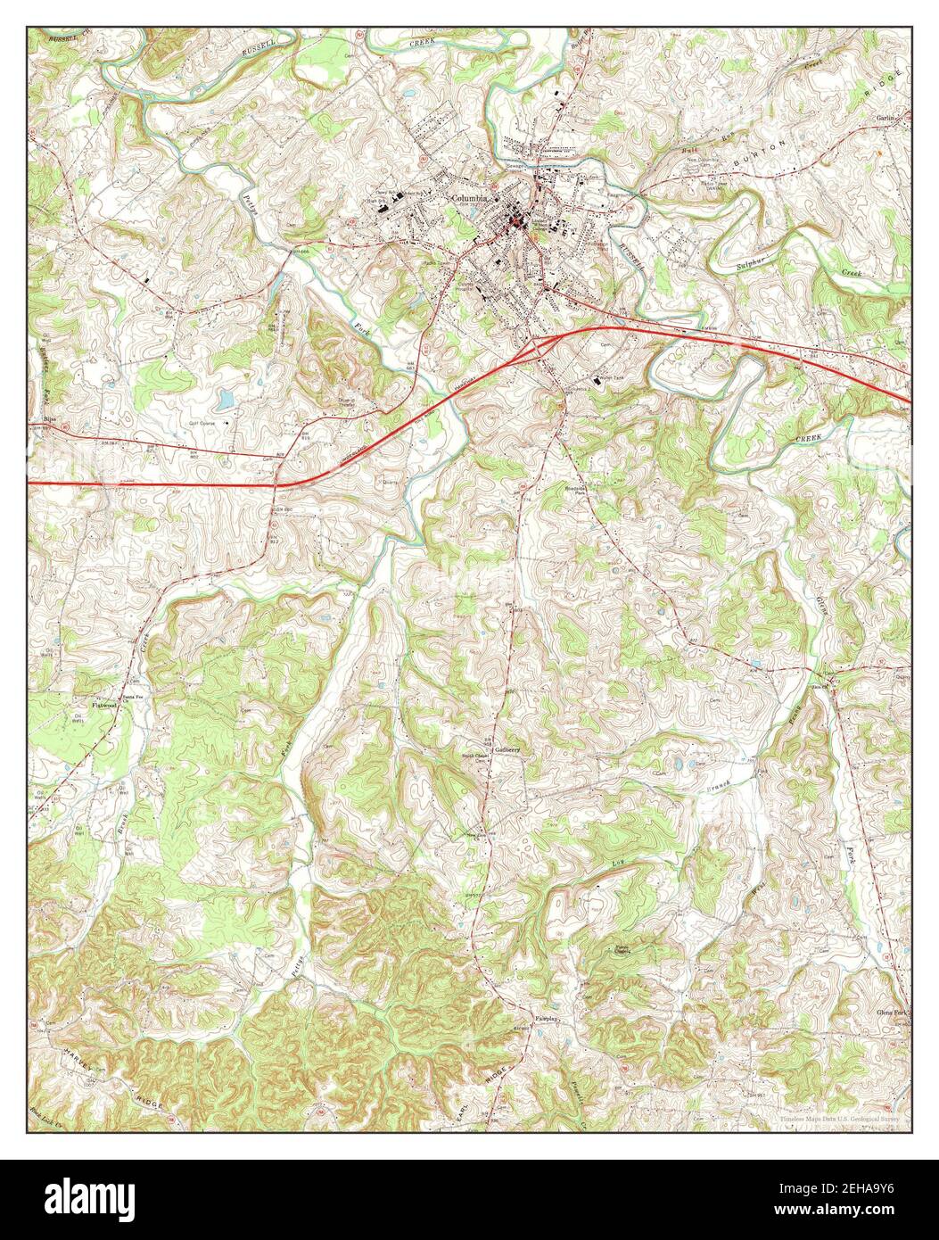 Columbia, Kentucky, map 1973, 124000, United States of America by