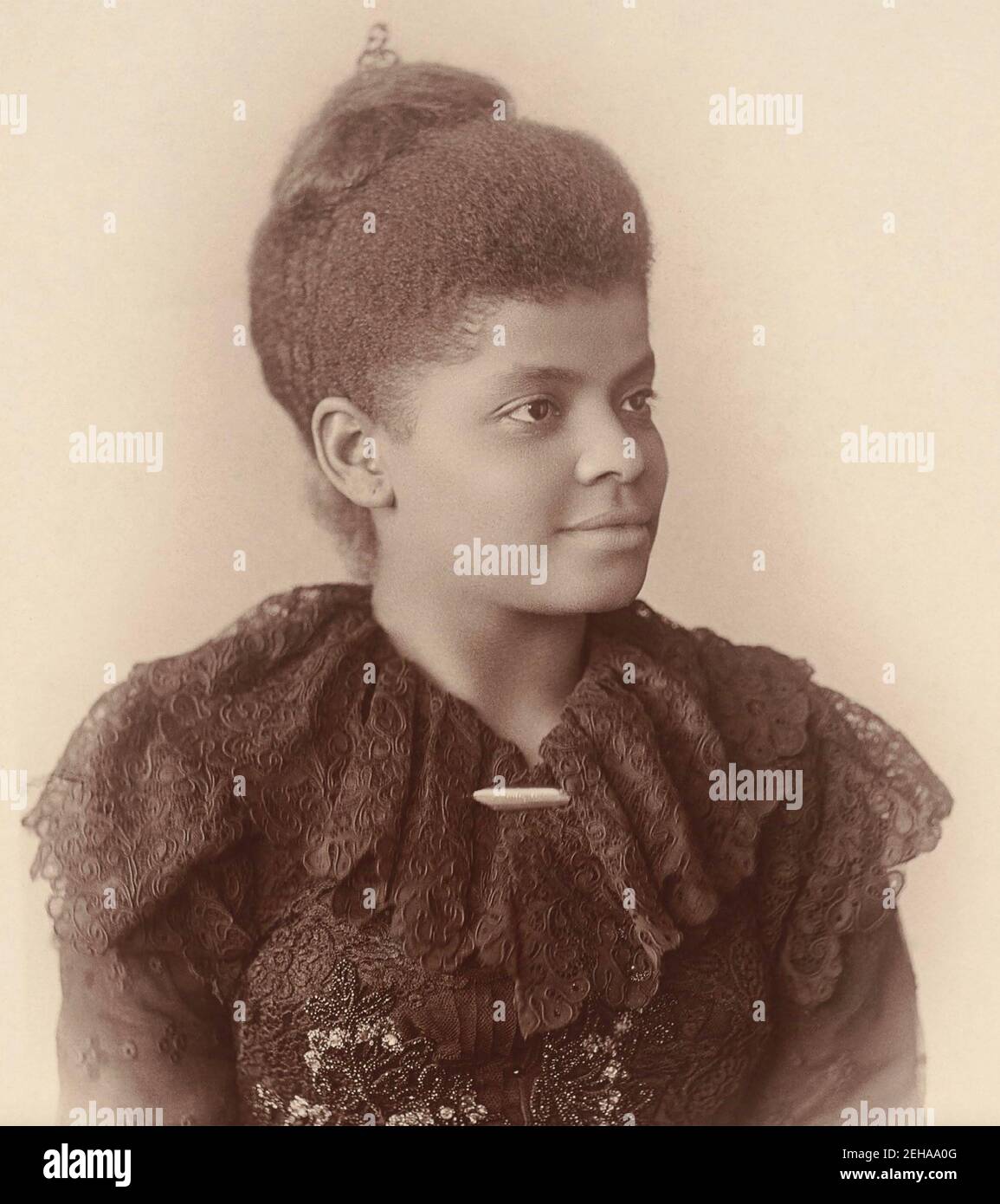 IDA B. WELLS (1862-1931) American investigative journalist, educator and one of the founders of the NAACP. About 1893. Stock Photo