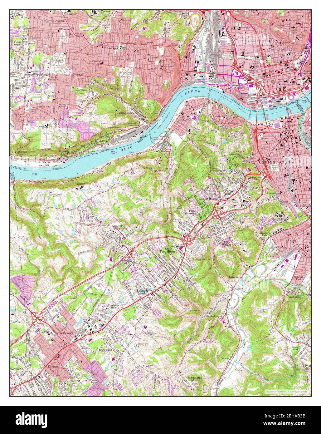 Covington, Kentucky, map 1961, 124000, United States of America by