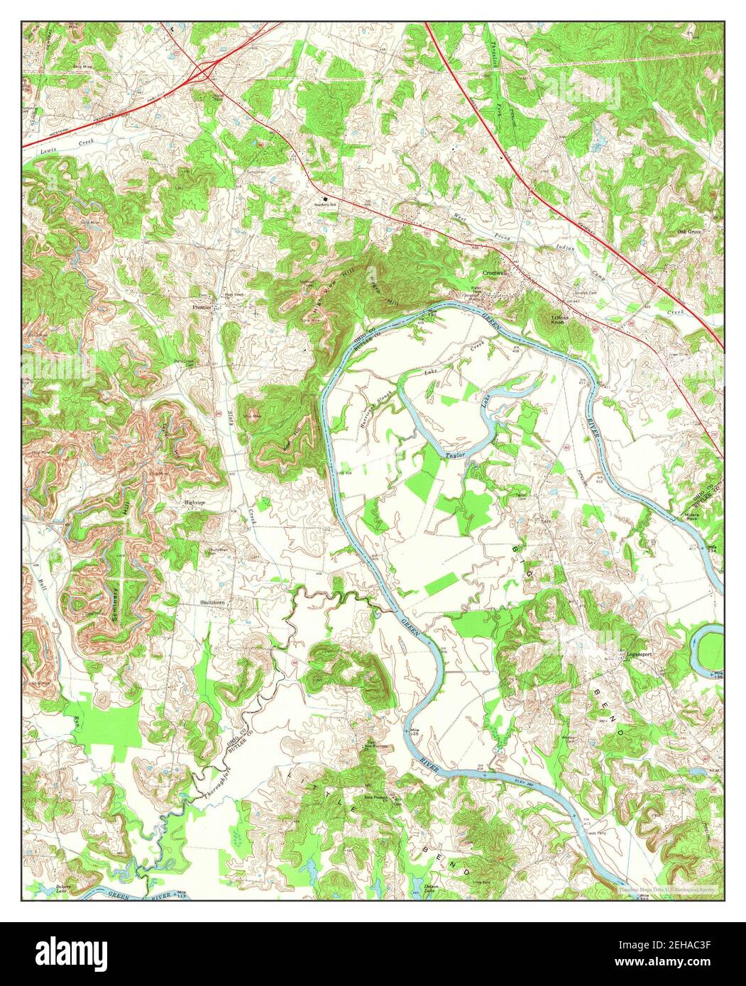 Cromwell, Kentucky, map 1971, 124000, United States of America by