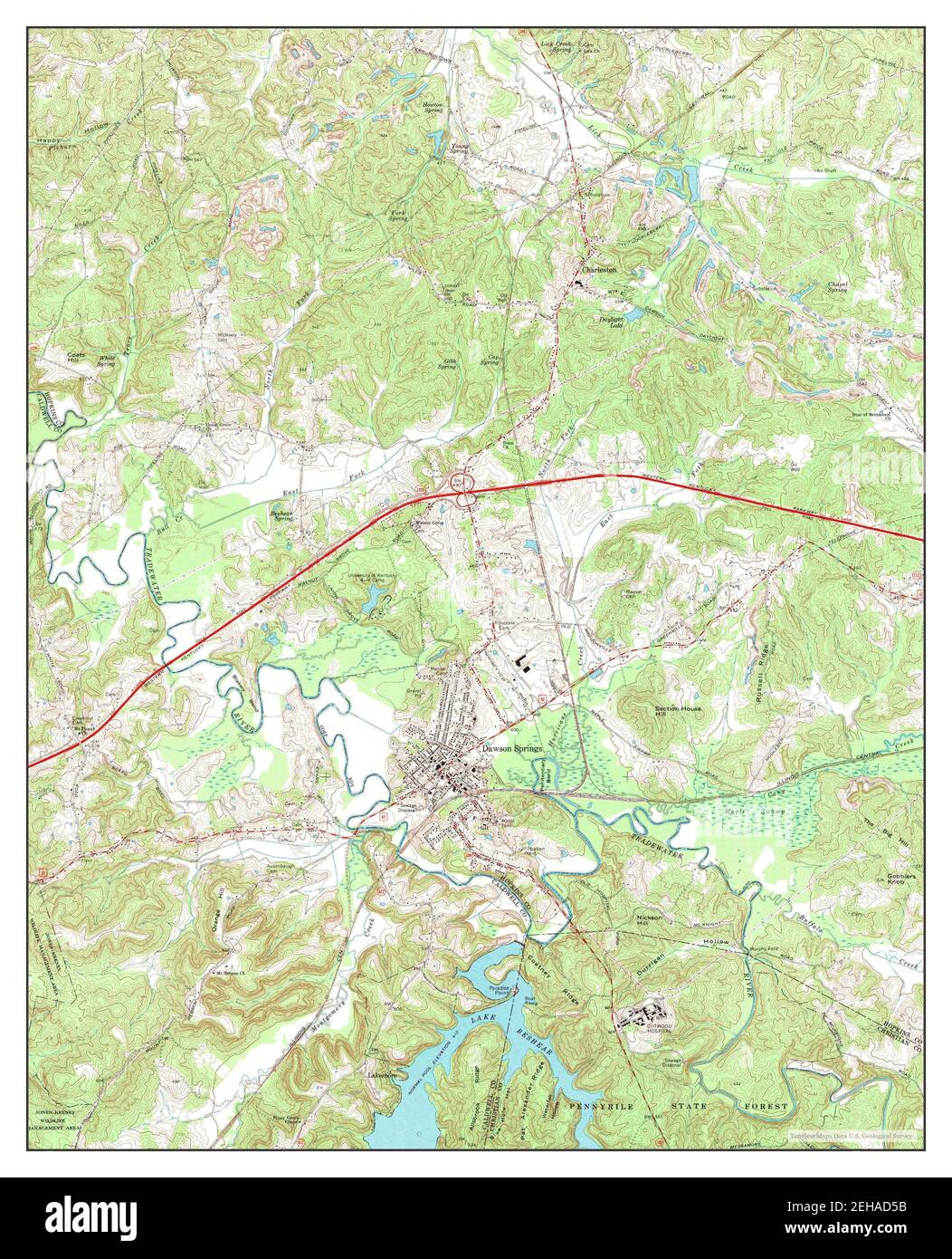 Dawson Springs, Kentucky, map 1968, 1:24000, United States of America ...