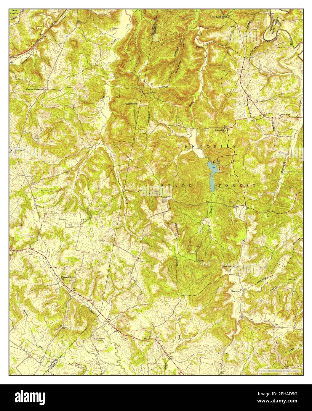 Dawson Springs SW, Kentucky, map 1953, 124000, United States of America by Timeless Maps, data