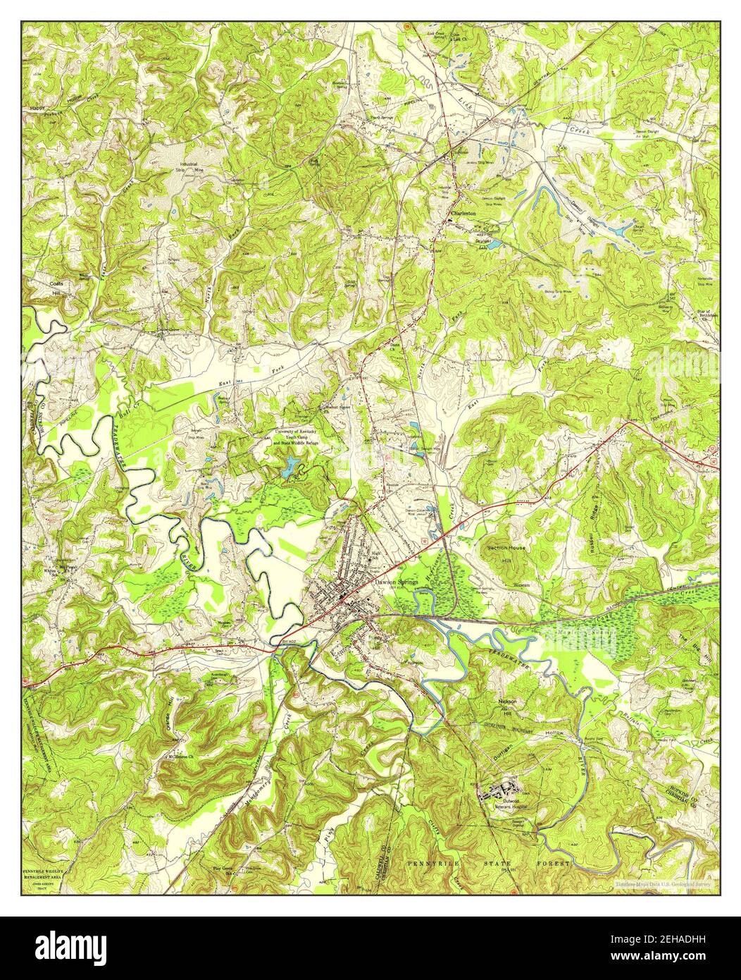 Dawson Springs, Kentucky, map 1954, 124000, United States of America by Timeless Maps, data U.S