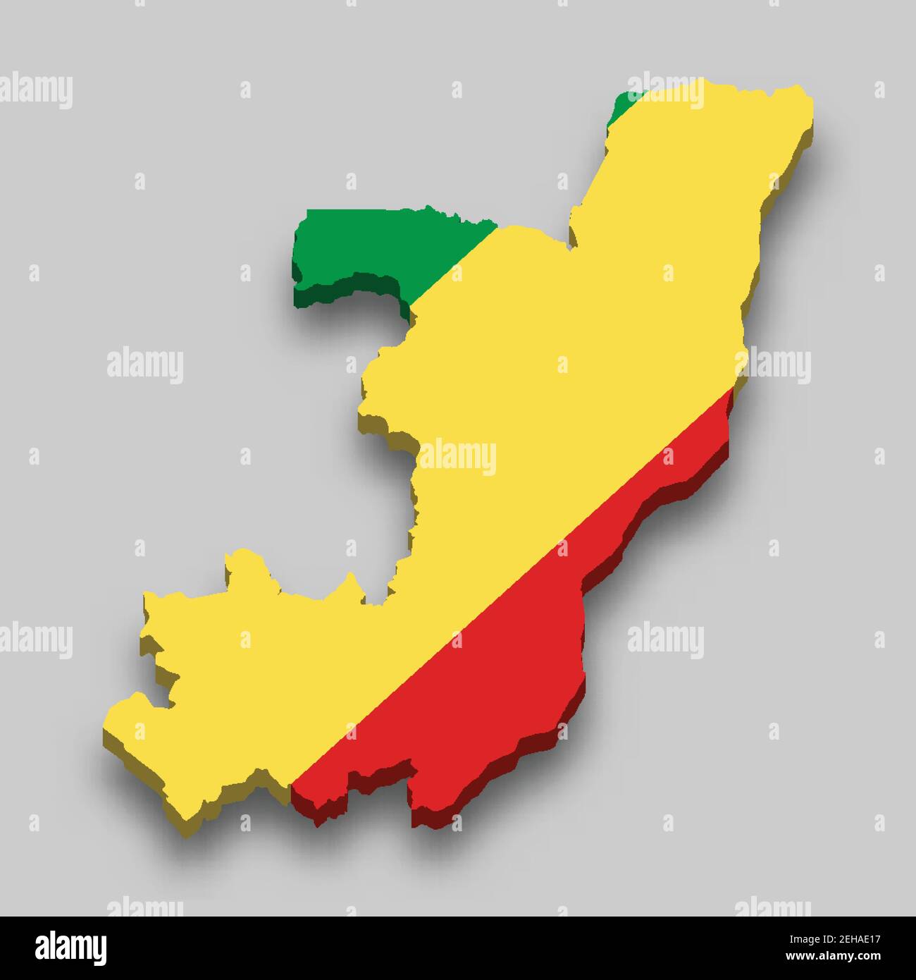 3d isometric Map of Congo with national flag. Vector Illustration Stock ...