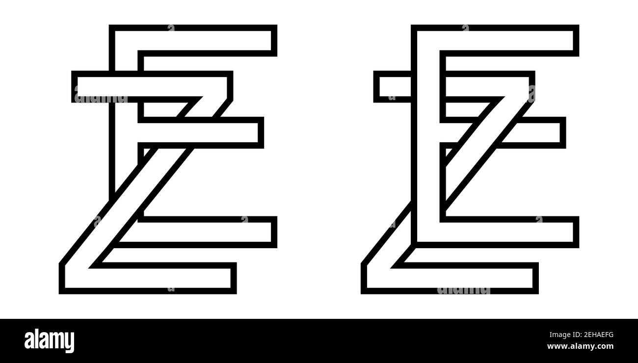 Logo sign ez ze icon sign interlaced letters Z, E vector logo ez, ze first capital letters pattern alphabet e, z Stock Vector