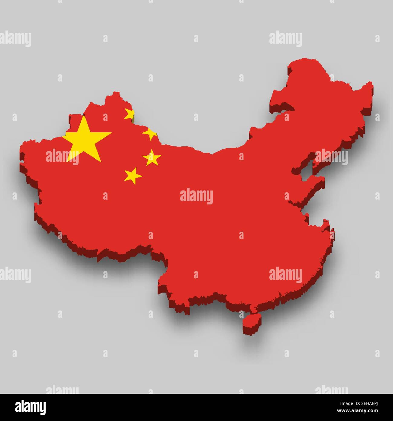 3d isometric Map of China with national flag. Vector Illustration Stock ...
