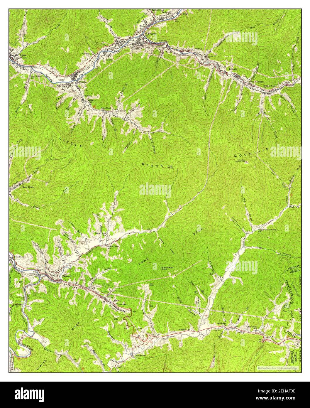 Evarts, Kentucky, map 1954, 124000, United States of America by