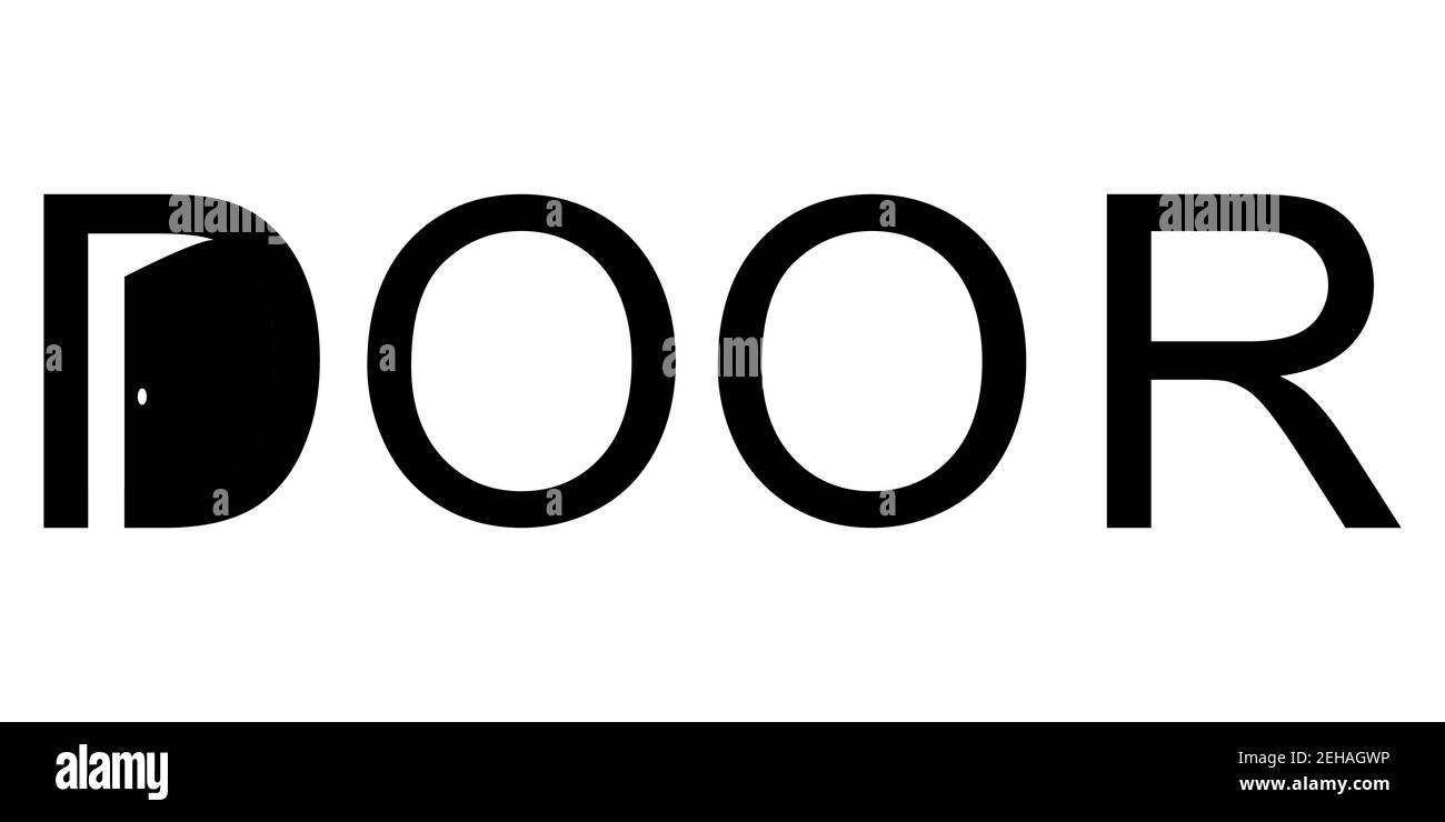 logo open door vector letter D with door open word Stock Vector
