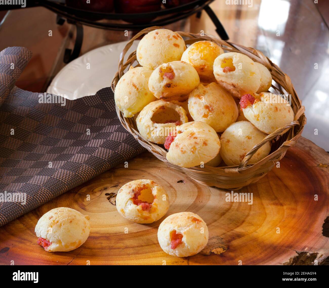 Breakfast with stuffed cheese bread, pao de queijo Stock Photo Alamy