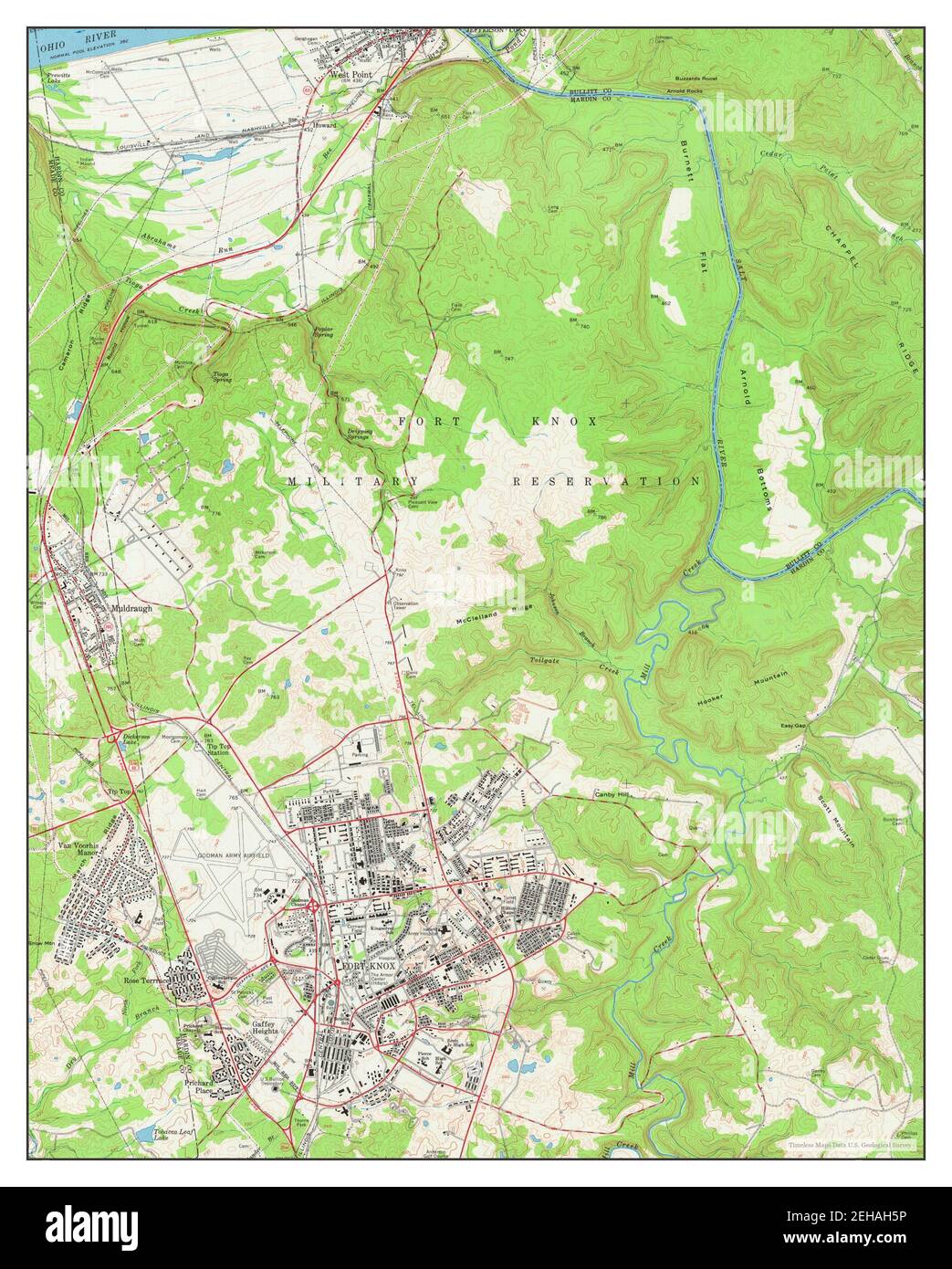 Fort Knox, Kentucky, map 1960, 124000, United States of America by